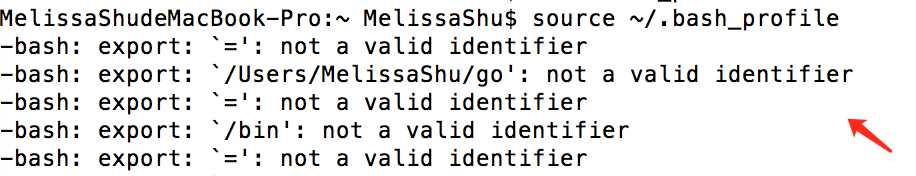 配置GO环境报错 -bash: export: `=': not a valid identifier 
