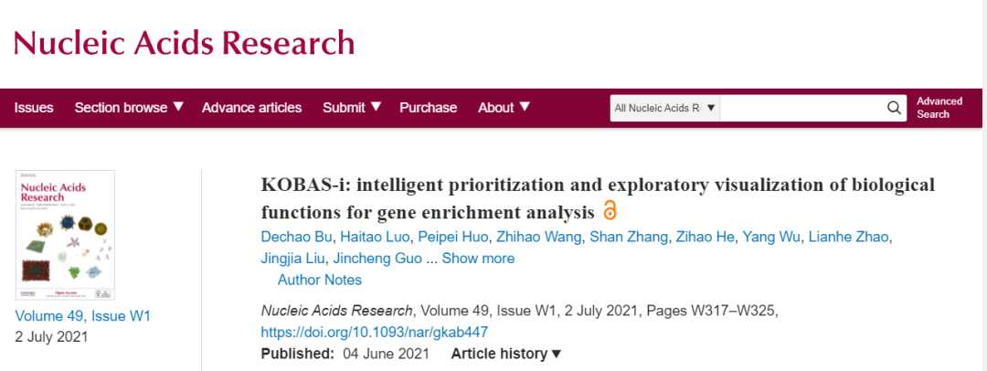 NAR｜北大/中科院计算所团队发布基因功能富集分析平台KOBAS-i